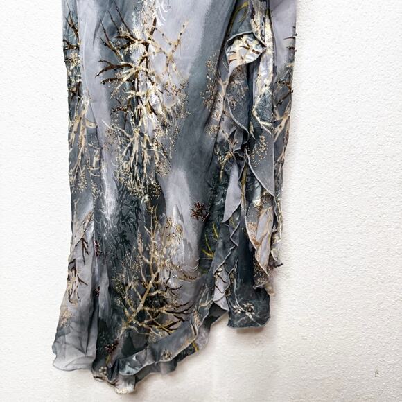 NWT Soulmates Y2K Vintage Silk Beaded Forest Fairy Ruffle Ethereal Dress - Picture 5 of 15